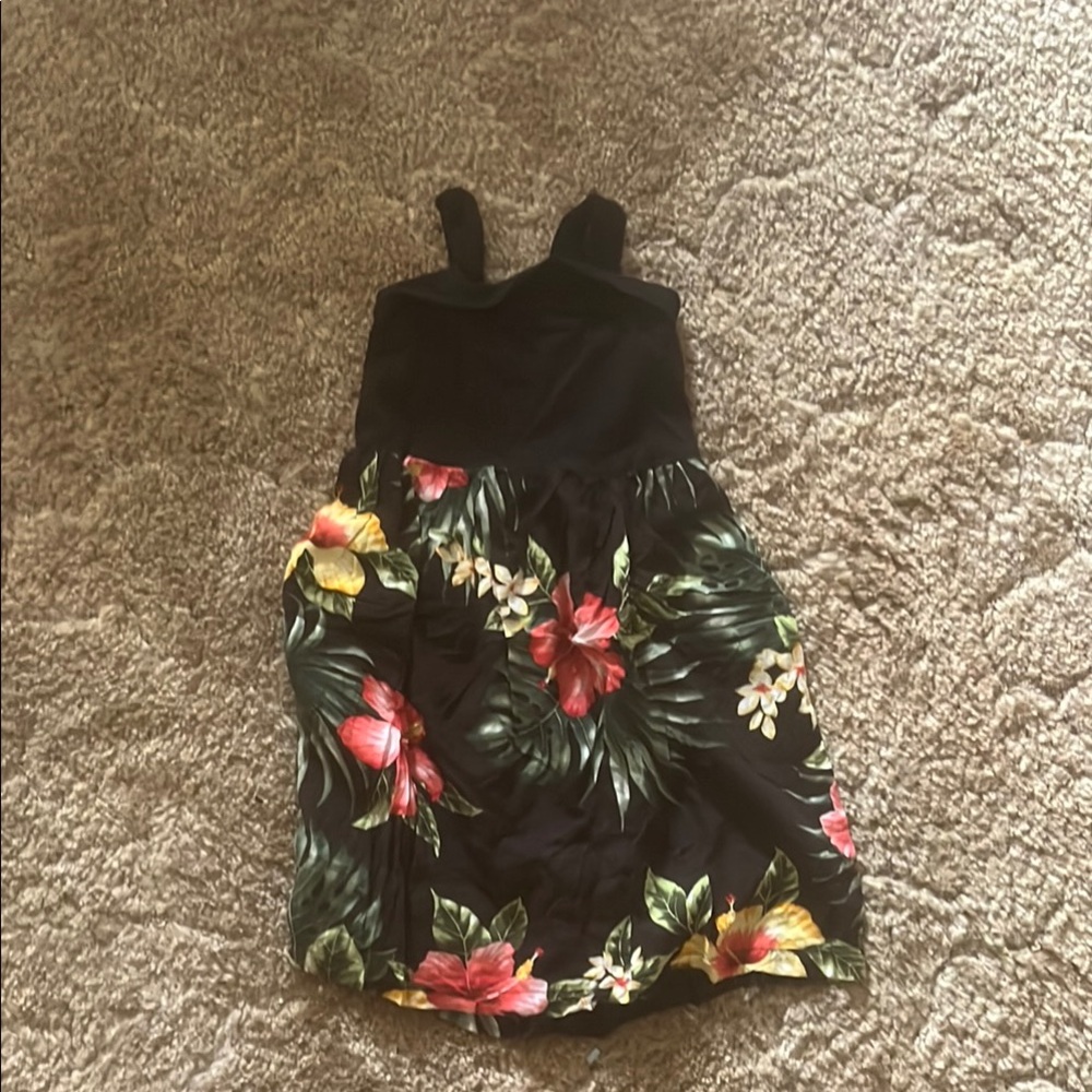 Floral Black Kids Casual Dress